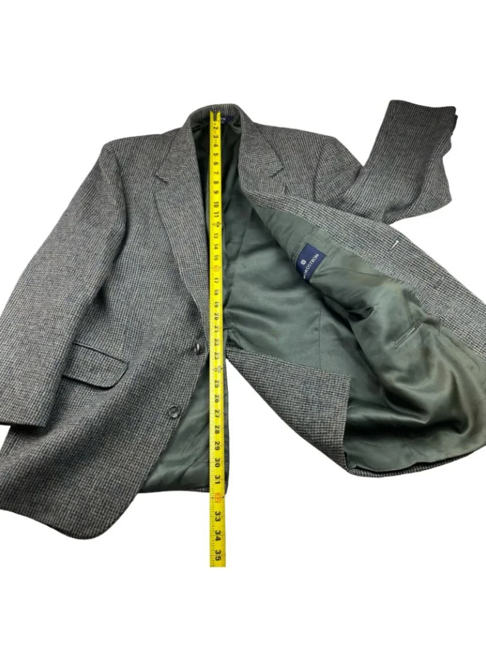 VTG Harris Tweed x Nordstrom Men's 100% Wool Blazer Blue/Beige • USA • 44R